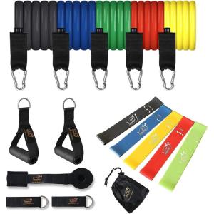 imageFit Simplify Resistance Loop Exercise Bands and Tube Bands with Handles Ankle Straps and Door Anchor