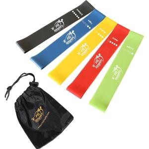 imageFit Simplify Resistance Loop Exercise Bands with Instruction Guide and Carry Bag Set of 5Assorted