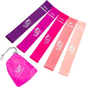 imageFit Simplify Resistance Loop Exercise Bands with Instruction Guide and Carry Bag Set of 5Berry
