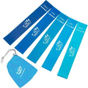 imageFit Simplify Resistance Loop Exercise Bands with Instruction Guide and Carry Bag Set of 5Blue