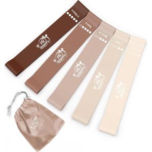 imageFit Simplify Resistance Loop Exercise Bands with Instruction Guide and Carry Bag Set of 5Coffee