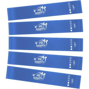 imageFit Simplify Resistance Loop Exercise Fitness Bands with Instruction Guide and Carry Bag Set of 5Blue