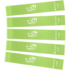imageFit Simplify Resistance Loop Exercise Fitness Bands with Instruction Guide and Carry Bag Set of 5Green