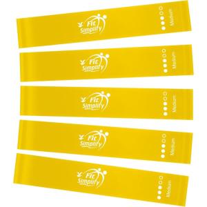 imageFit Simplify Resistance Loop Exercise Fitness Bands with Instruction Guide and Carry Bag Set of 5Yellow